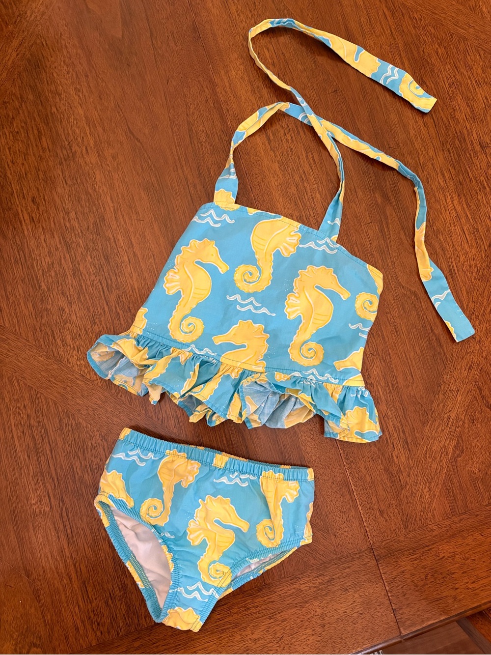 Kelly's Kids Blue and Yellow Seahorse Bikini Set